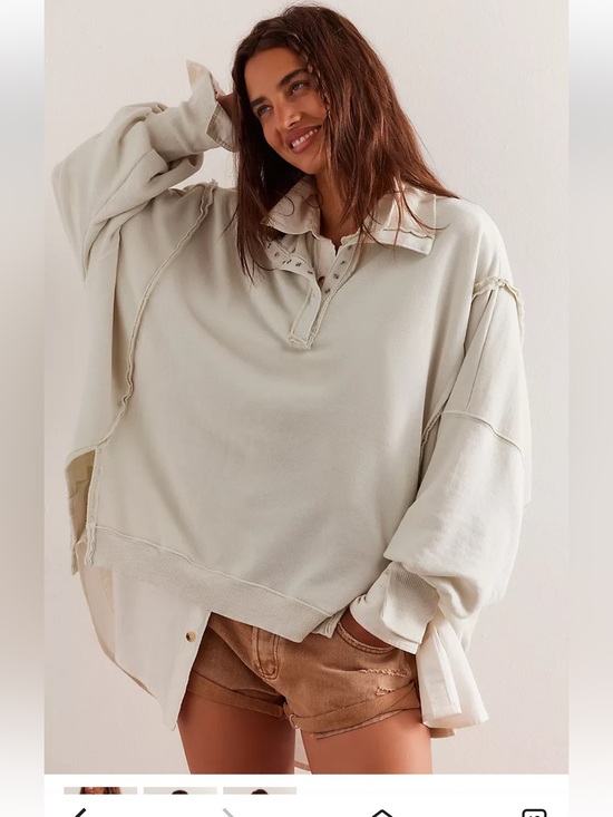Free People Tops - FREE PEOPLE We The Free Camden Henley Sweatshirt Medium OVERSIZED Fit